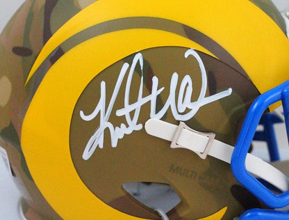 Kurt Warner Signed St. Louis Rams Camo Speed Mini Helmet