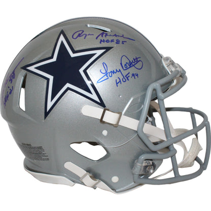 Drew Pearson, Roger Staubach & Tony Dorsett Signed Cowboys Full Size Helmet