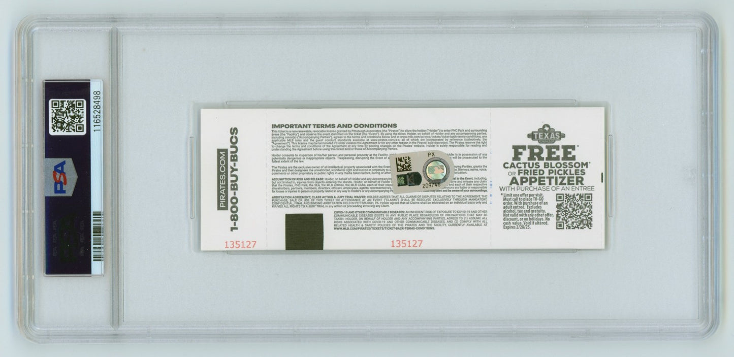 Paul Skenes Signed MLB Debut Ticket 5/11/24 w/ Inscription PSA 10 Auto