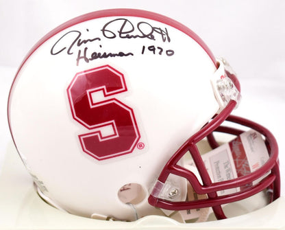 Jim Plunkett Signed Stanford Cardinal Mini Helmet Inscribed Heisman 1970