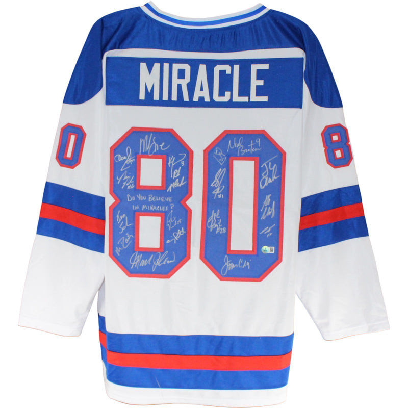 1980 USA "Miracle on Ice" Team Multi-Signed White Hockey Jersey (18 Sigs)