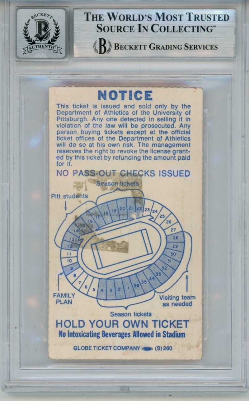 Tony Dorsett Signed Pittsburgh Panthers Ticket with Heisman Inscription