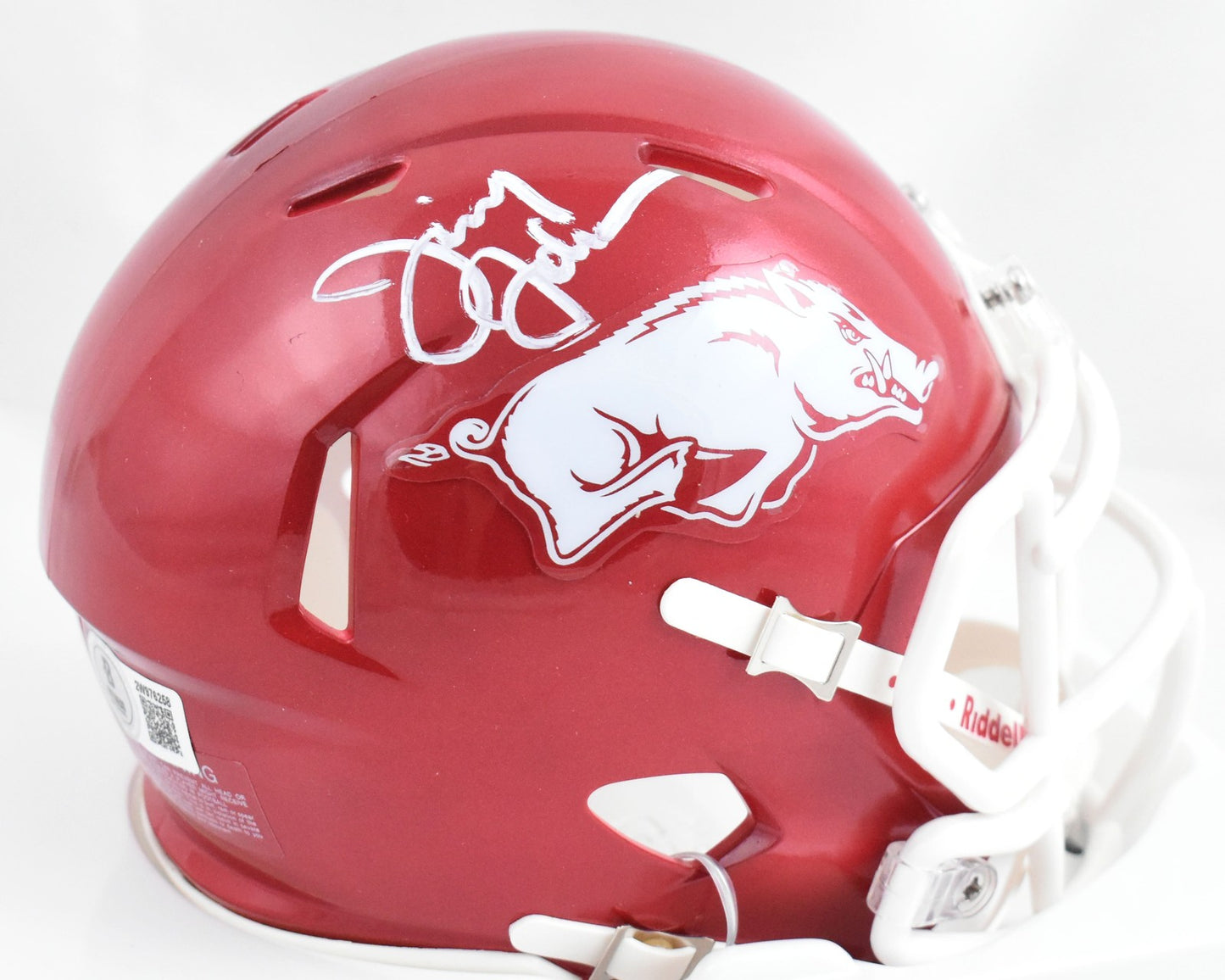 Jimmy Johnson Autographed Arkansas Razorbacks Mini Helmet