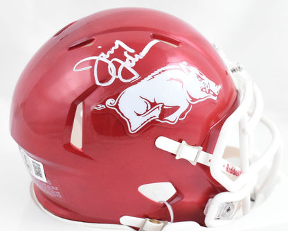 Jimmy Johnson Autographed Arkansas Razorbacks Mini Helmet
