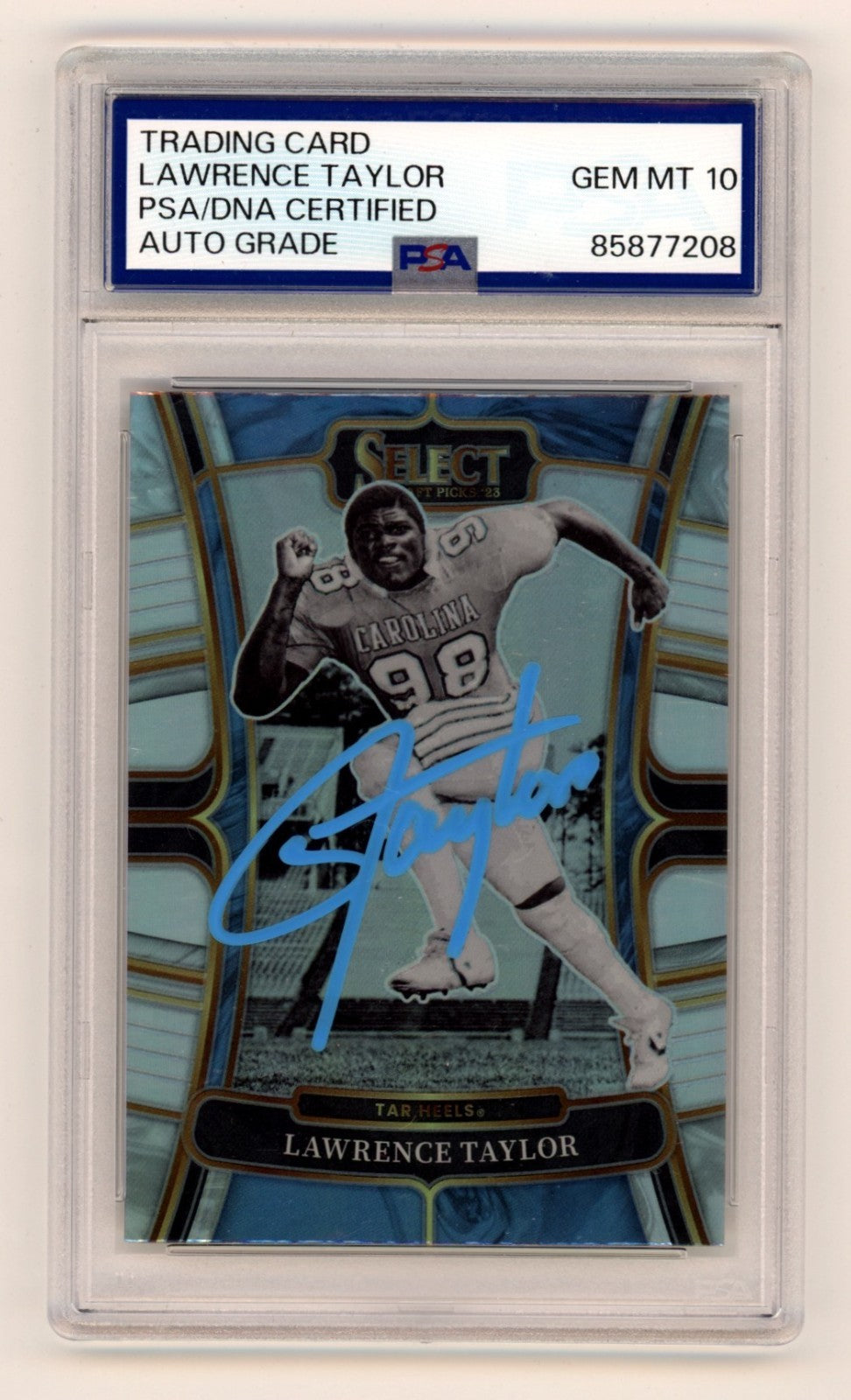 Lawrence Taylor Signed 2023 Panini Prizm Draft Picks Silver Card - PSA 10 Auto