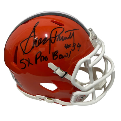 Greg Pruitt Signed Cleveland Browns Throwback Mini Helmet 5x Pro Bowl