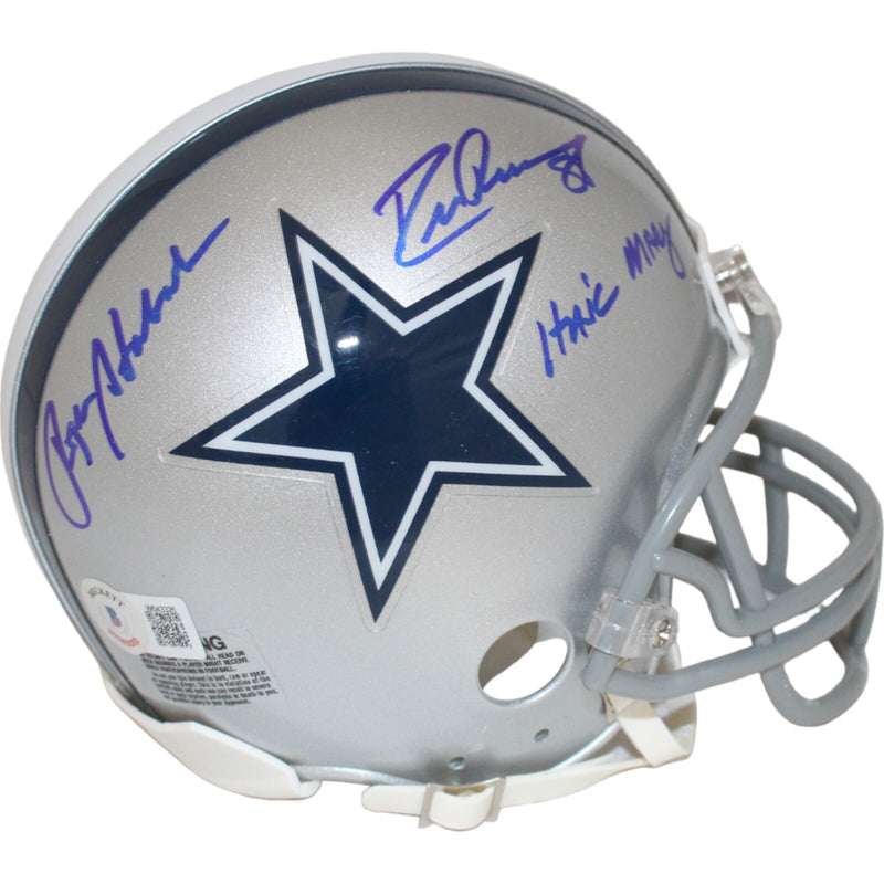 Roger Staubach & Drew Pearson Signed Dallas Cowboys Mini Helmet (Beckett)