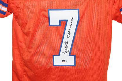 Craig Morton Signed Denver Broncos Style Jersey 77 AFC Champs Inscribed BAS