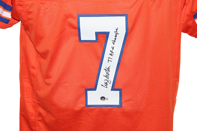 Craig Morton Signed Denver Broncos Style Jersey 77 AFC Champs Inscribed BAS