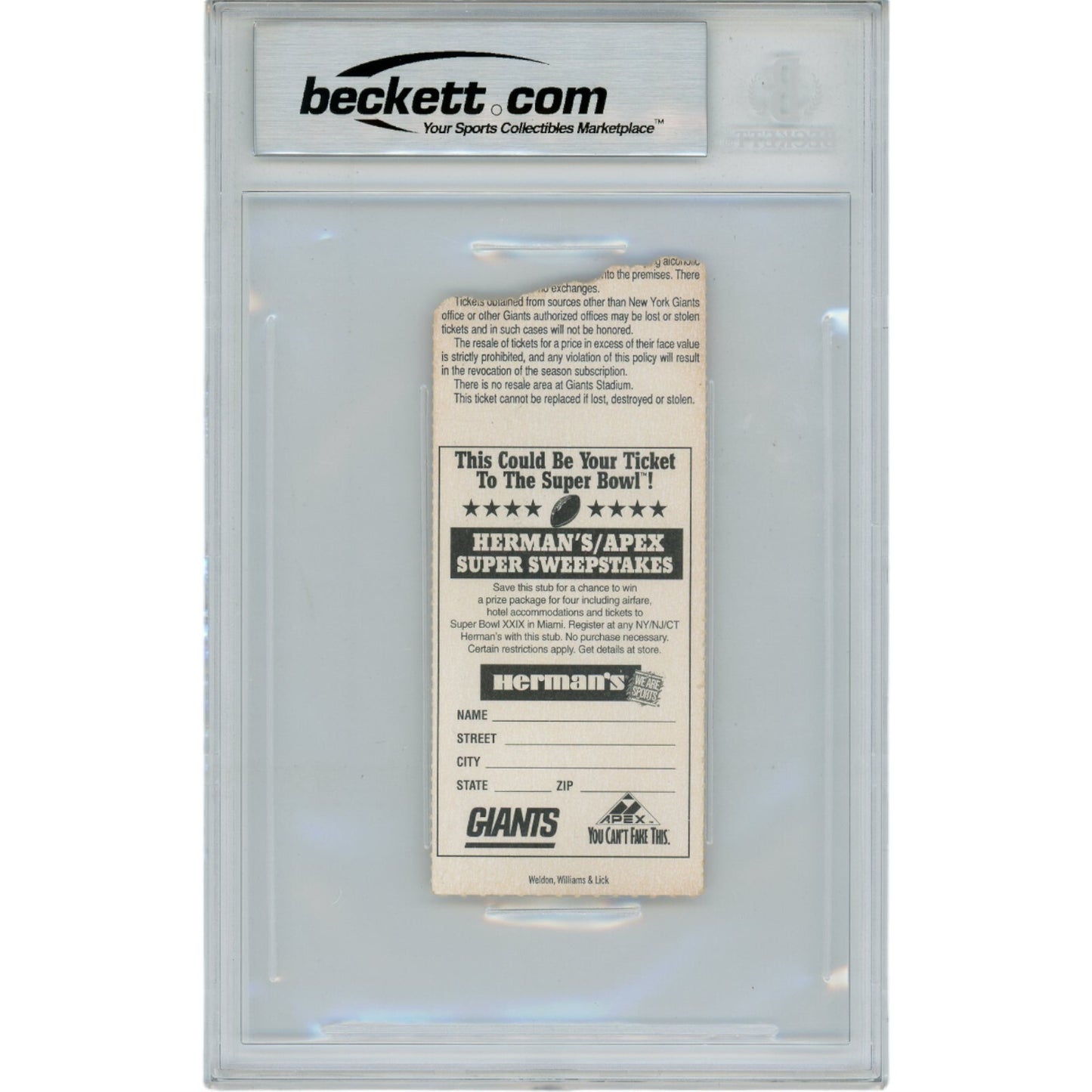 Michael Strahan Signed New York Giants 9/4/1994 Ticket Stub (BAS Slabbed)
