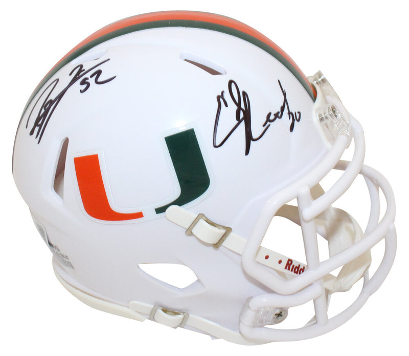 Ray Lewis & Ed Reed Signed Miami Hurricanes Speed Mini Helmet