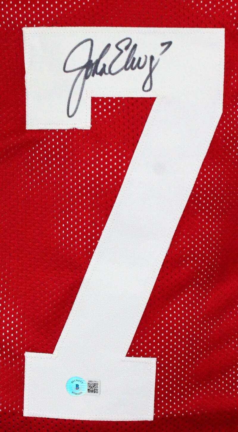 John Elway Autographed Cardinal Red College Style Custom Jersey