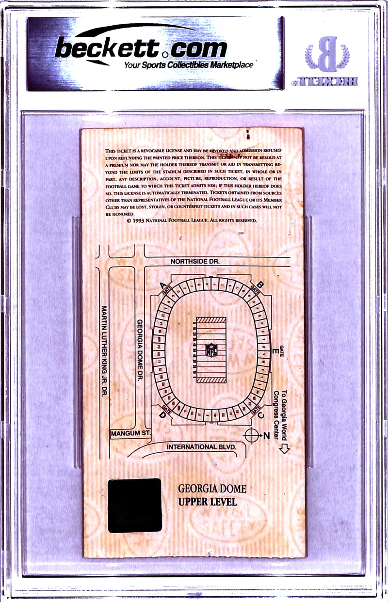 Emmitt Smith Signed Dallas Cowboys Super Bowl XXVIII Ticket Stub SB MVP Slab