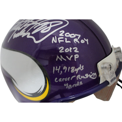 Adrian Peterson Signed Minnesota Vikings VSR4 Authentic Throwback Helmet (3 Insc)