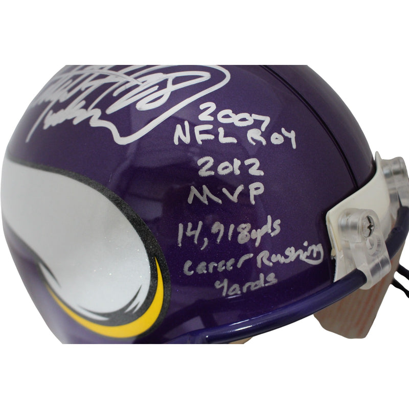 Adrian Peterson Signed Minnesota Vikings VSR4 Authentic Throwback Helmet (3 Insc)