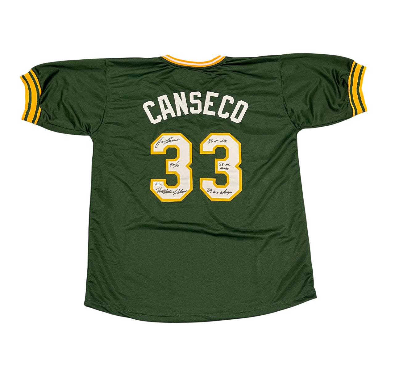 Jose Canseco Signed Oakland Athletics Custom Jersey (5 Inscriptions)