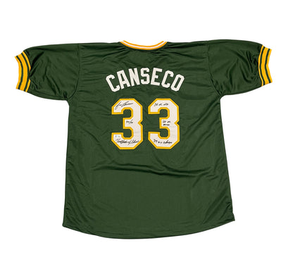 Jose Canseco Signed Oakland Athletics Custom Jersey (5 Inscriptions)
