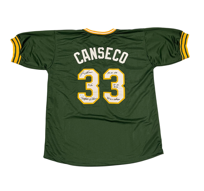 Jose Canseco Signed Oakland Athletics Custom Jersey (5 Inscriptions)