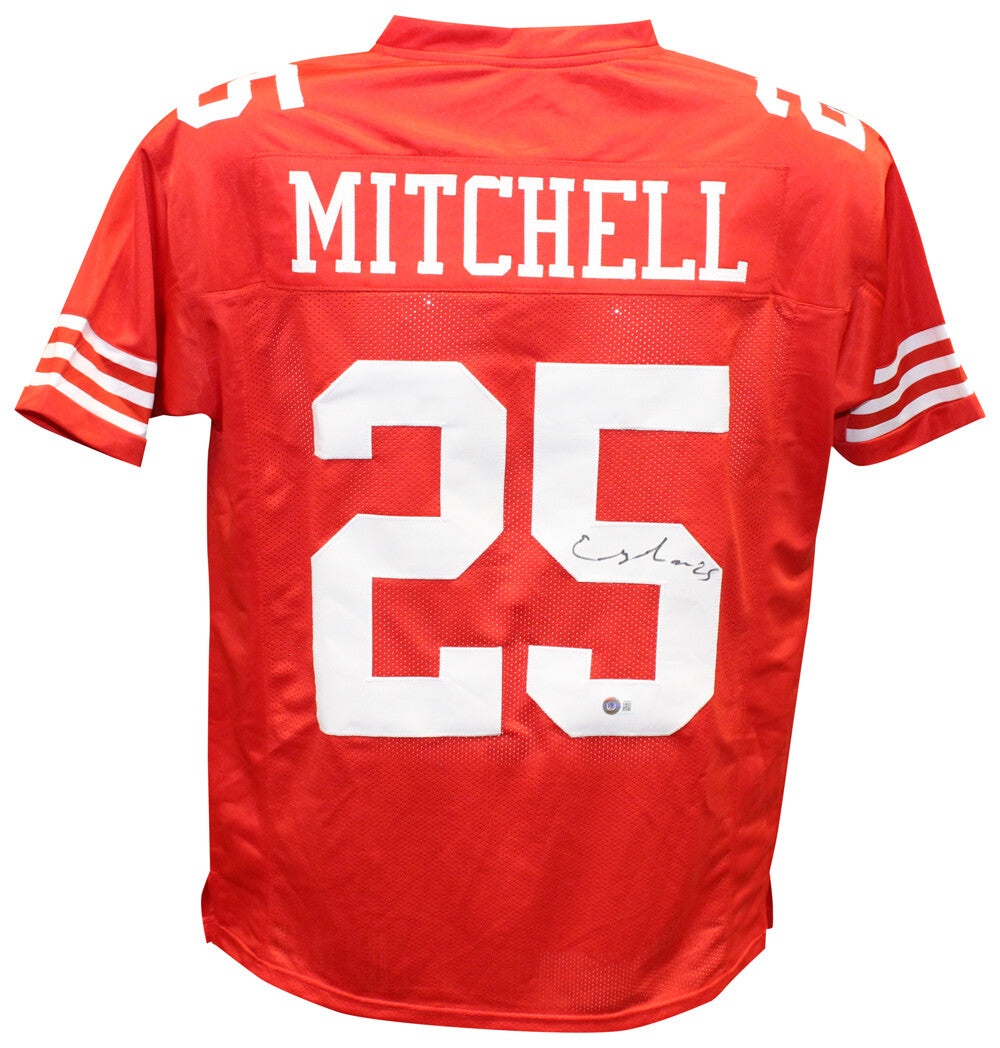 Elijah Mitchell Autographed Red Pro Style Football Jersey