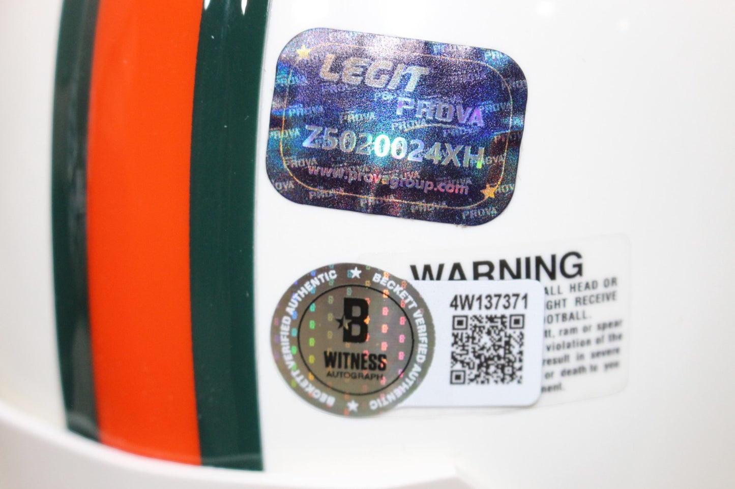 Edgerrin James Signed Miami Hurricanes VSR4 Mini Helmet Beckett