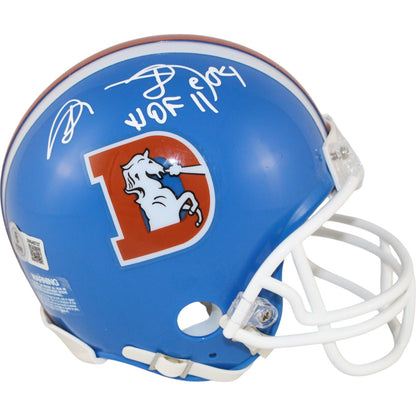 Shannon Sharpe Autographed Denver Broncos Throwback VSR4 Mini Helmet HOF