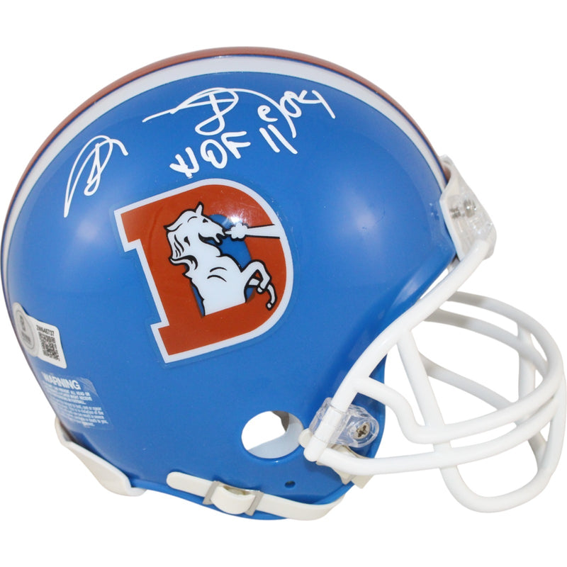 Shannon Sharpe Autographed Denver Broncos Throwback VSR4 Mini Helmet HOF