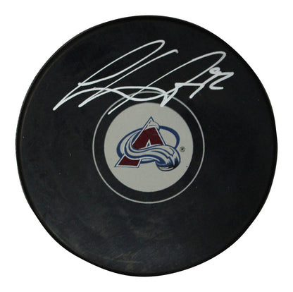 Gabriel Landeskog Signed Colorado Avalanche SC Champs Logo Puck (BAS)