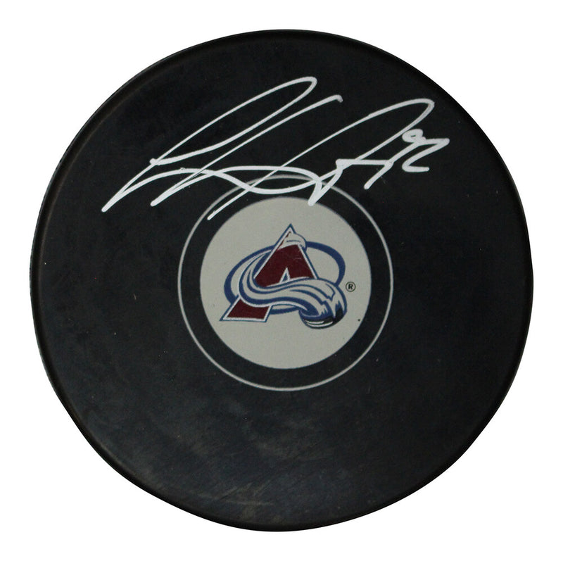 Gabriel Landeskog Signed Colorado Avalanche SC Champs Logo Puck (BAS)