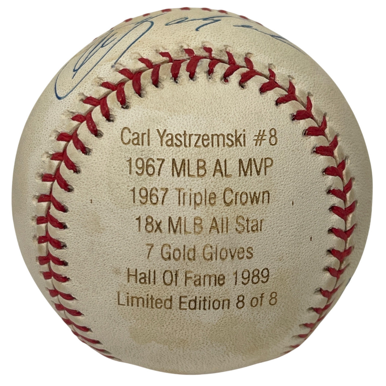 Carl Yastrzemski Signed American League Engraved Stat Baseball LE 8/8 JSA