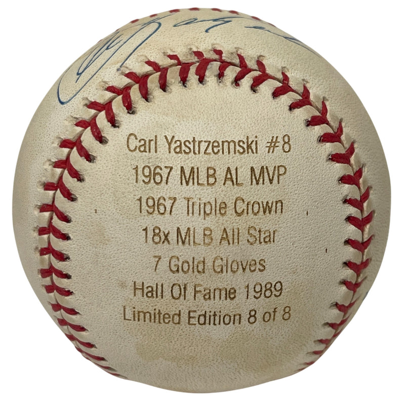 Carl Yastrzemski Signed American League Engraved Stat Baseball LE 8/8 JSA