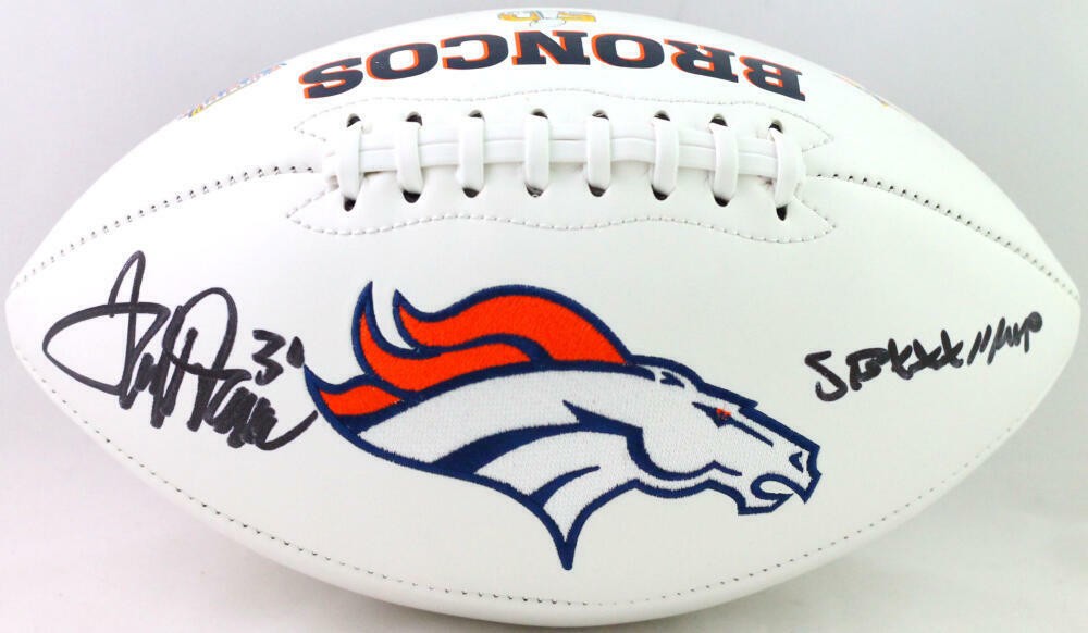 Terrell Davis Signed Denver Broncos Black Logo Football with SB MVP Inscription