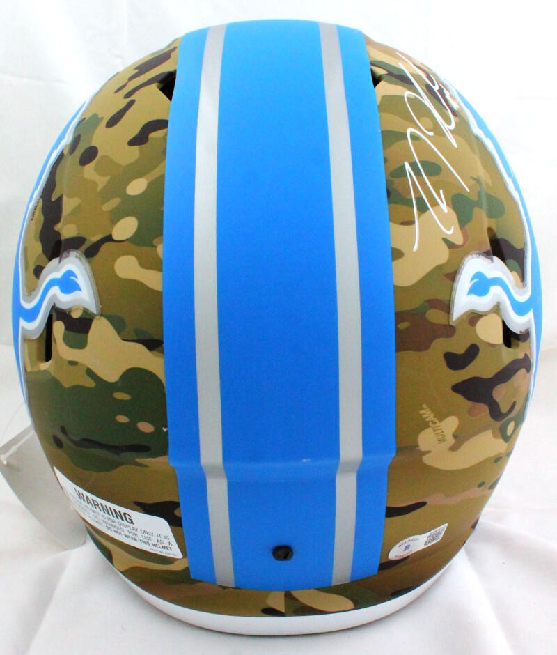 TJ Hockenson Signed Detroit Lions Full Size Camo Helmet