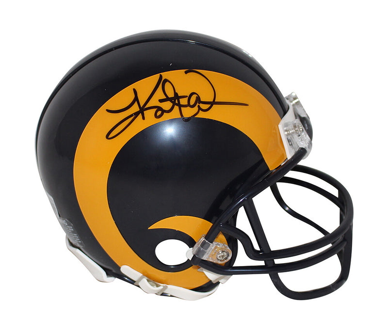 Kurt Warner Signed Los Angeles Rams Throwback 1981 Mini Helmet BAS