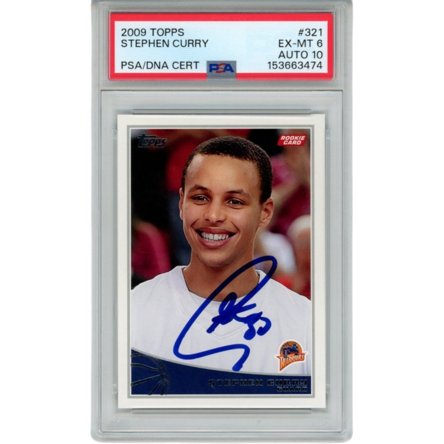 Stephen Curry Autographed 2009 Topps #321 Rookie Card PSA 6 (Auto 10)