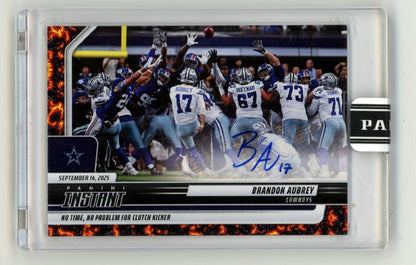 Brandon Aubrey Signed 2025 Panini Instant #80 Lava Parallel Card 1/1