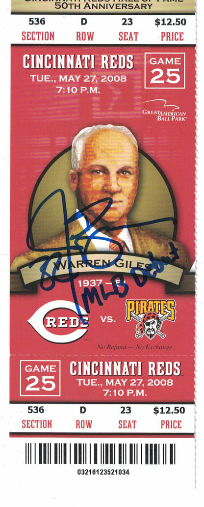 Jay Bruce Autographed Cincinnati Reds MLB Debut Ticket JSA