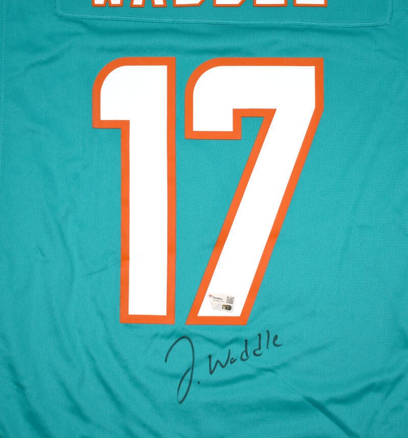 Jaylen Waddle Autographed Miami Dolphins Teal Nike Game Jersey