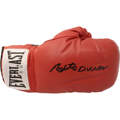 Roberto Duran Autographed Red Everlast Boxing Glove (BAS COA)