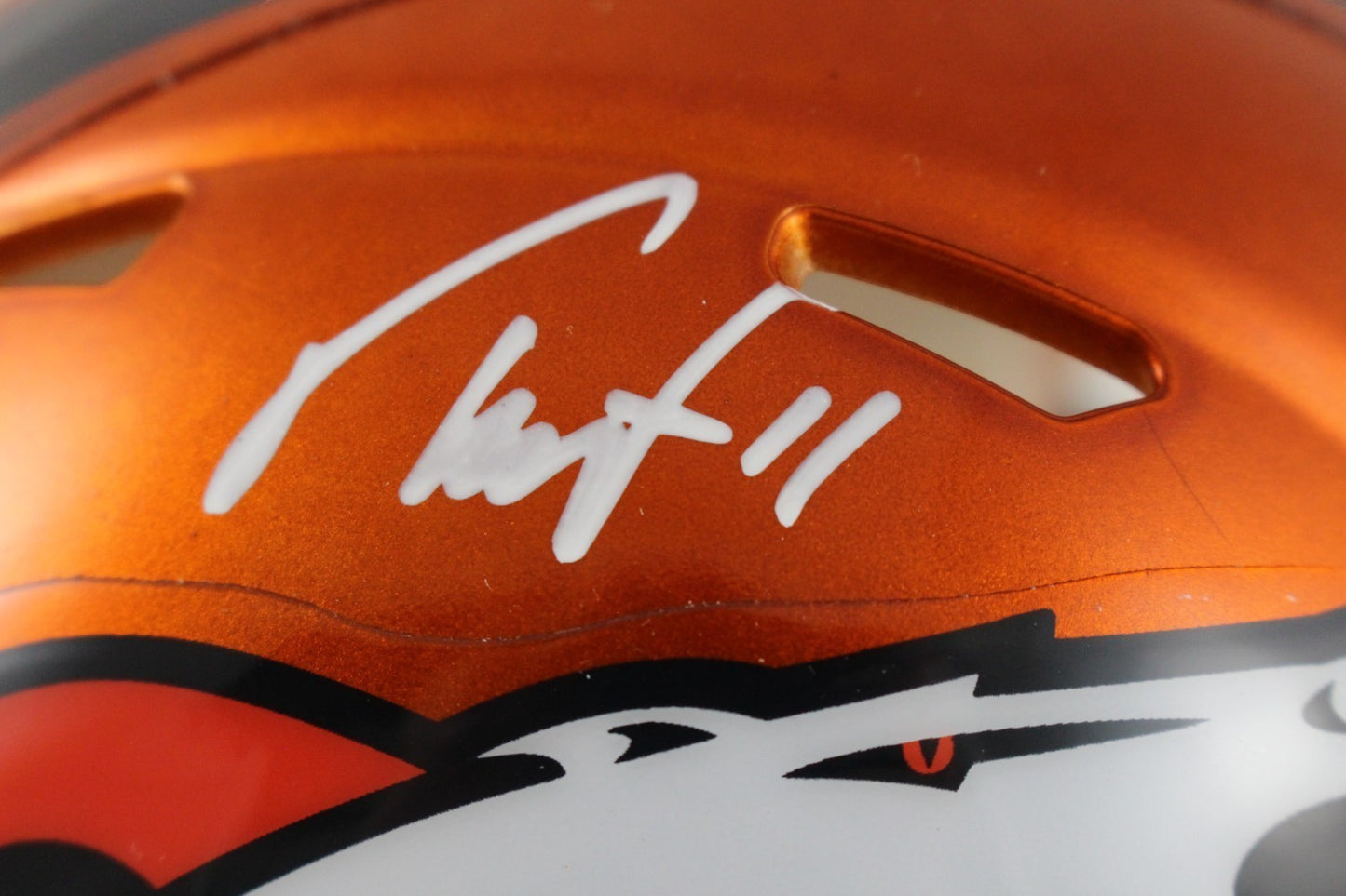 Troy Franklin Denver Broncos Flash Mini Helmet Autographed