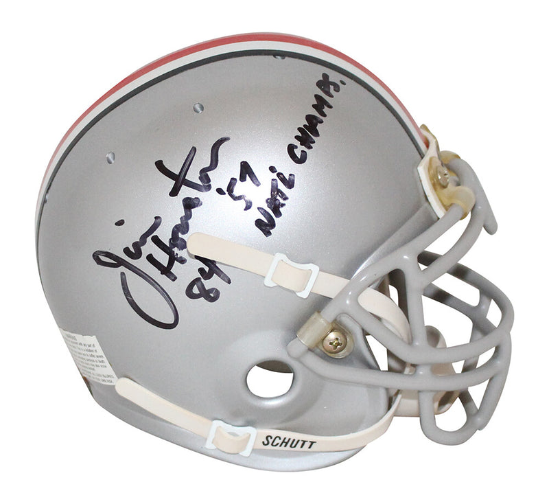 Houston, Schafrath & Clark Signed Ohio State Buckeyes Schutt Mini Helmet