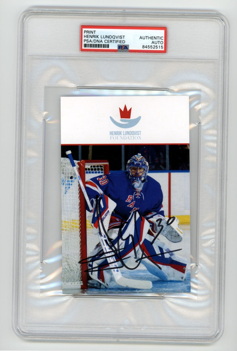 Henrik Lundqvist Signed New York Rangers Foundation Print (PSA/DNA)