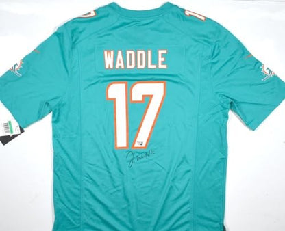 Jaylen Waddle Autographed Miami Dolphins Teal Nike Game Jersey