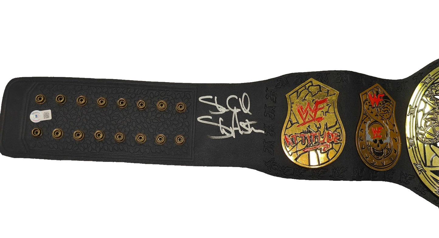 Stone Cold Steve Austin Autographed Smoking Skull Replica Championship Belt
