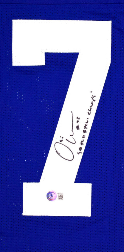 Osi Umenyiora Signed New York Giants Custom Blue Jersey