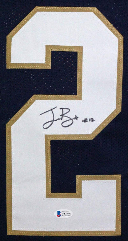 Ian Book Autographed Notre Dame Fighting Irish Custom Blue Jersey