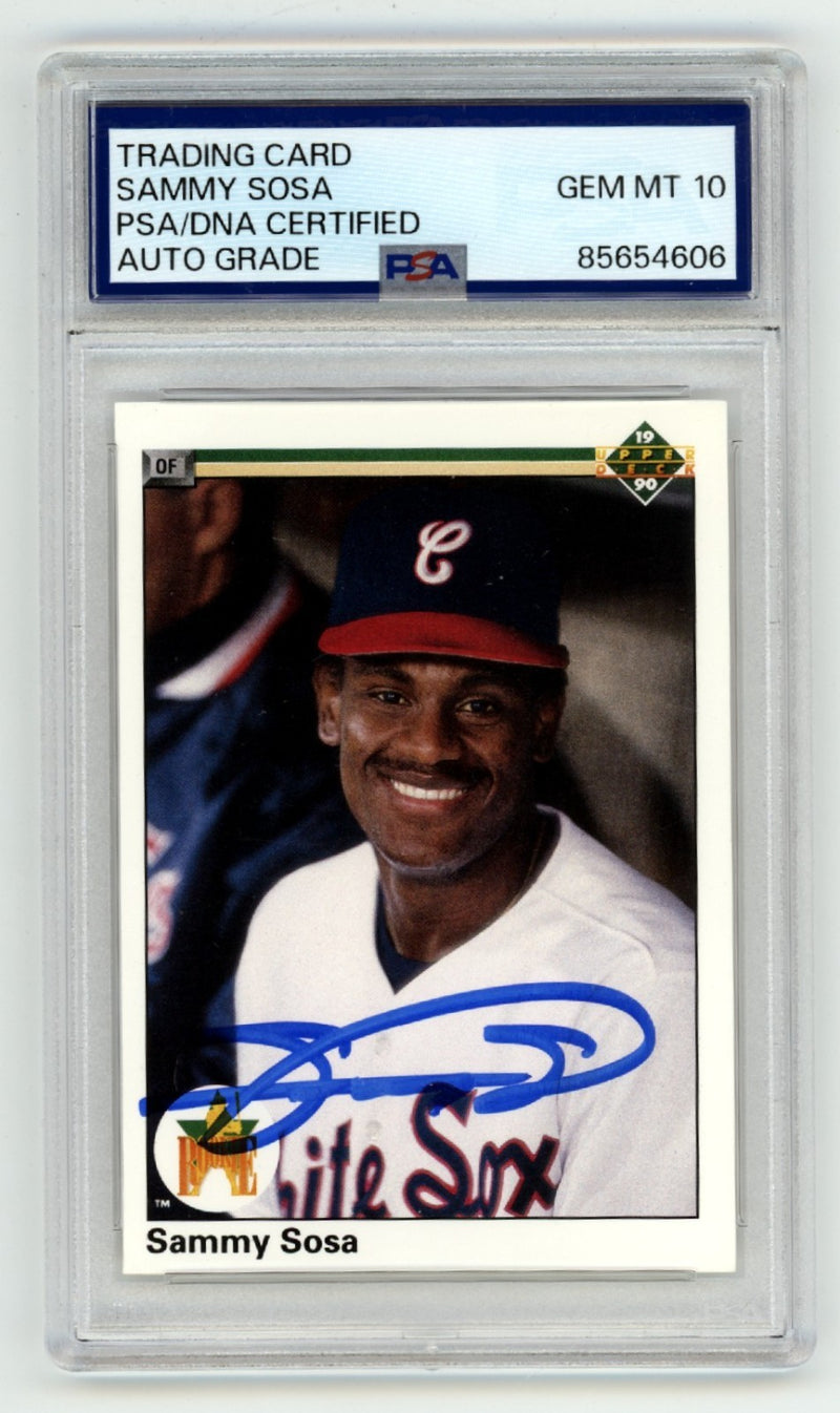 Sammy Sosa Signed 1990 Upper Deck Rookie Card PSA 10 Auto - White Sox