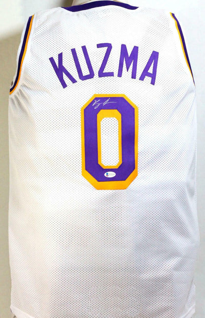 Kyle Kuzma Autographed White and Purple Custom Basketball Jersey
