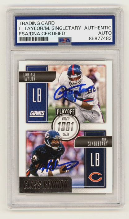 Lawrence Taylor & Mike Singletary Signed 2016 Playoff Class Reunion Card