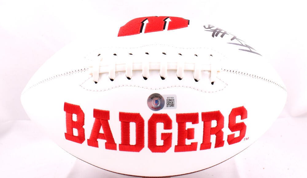 JJ Watt Autographed Wisconsin Badgers Logo Football (Black)
