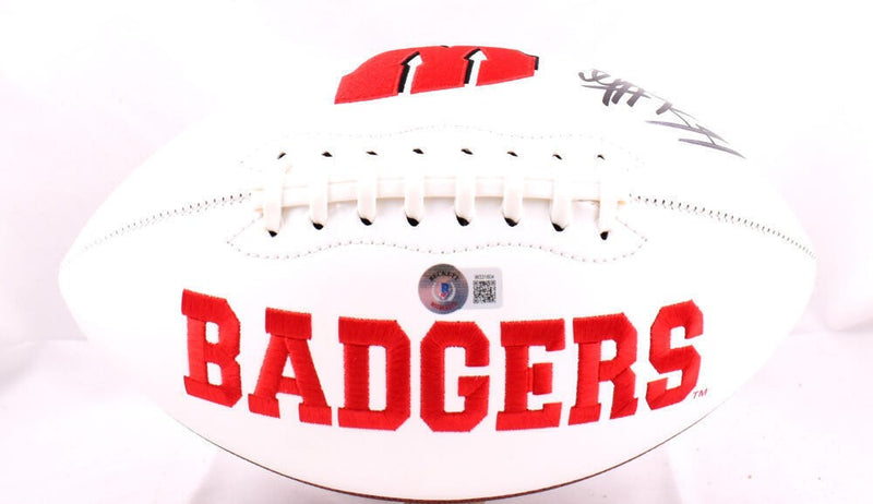 JJ Watt Autographed Wisconsin Badgers Logo Football (Black)